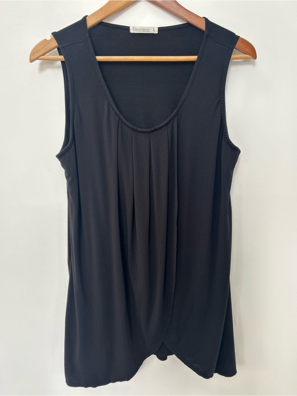 Black Nursing Tank Top Size Large Soft Rayon Draped Front Stretch